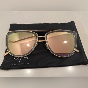 Quay Australia Gold Pink Aviator Sunglasses